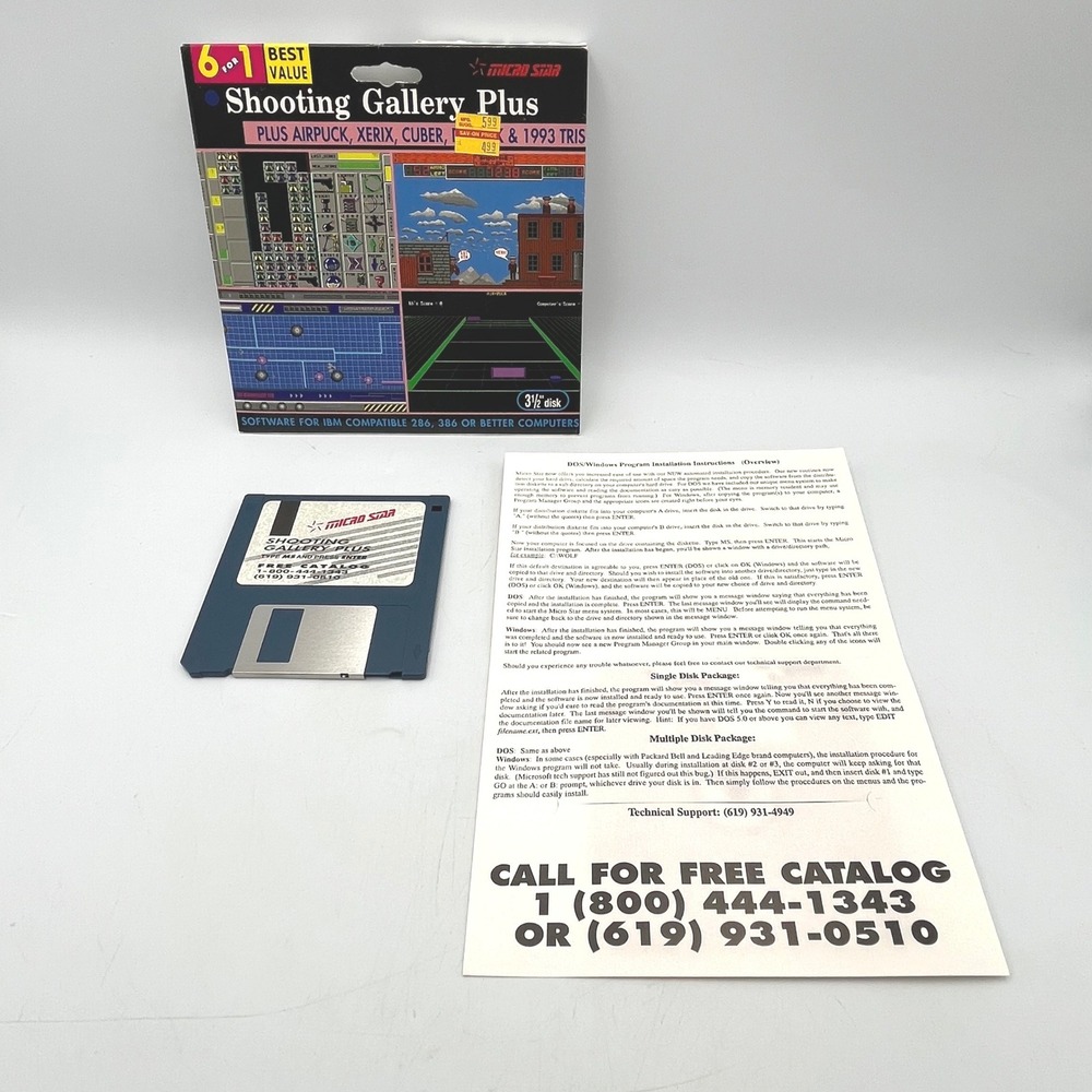 Micro Star Shooting Gallery Plus PC Game 3.5 Floppy Disk Vintage 1994